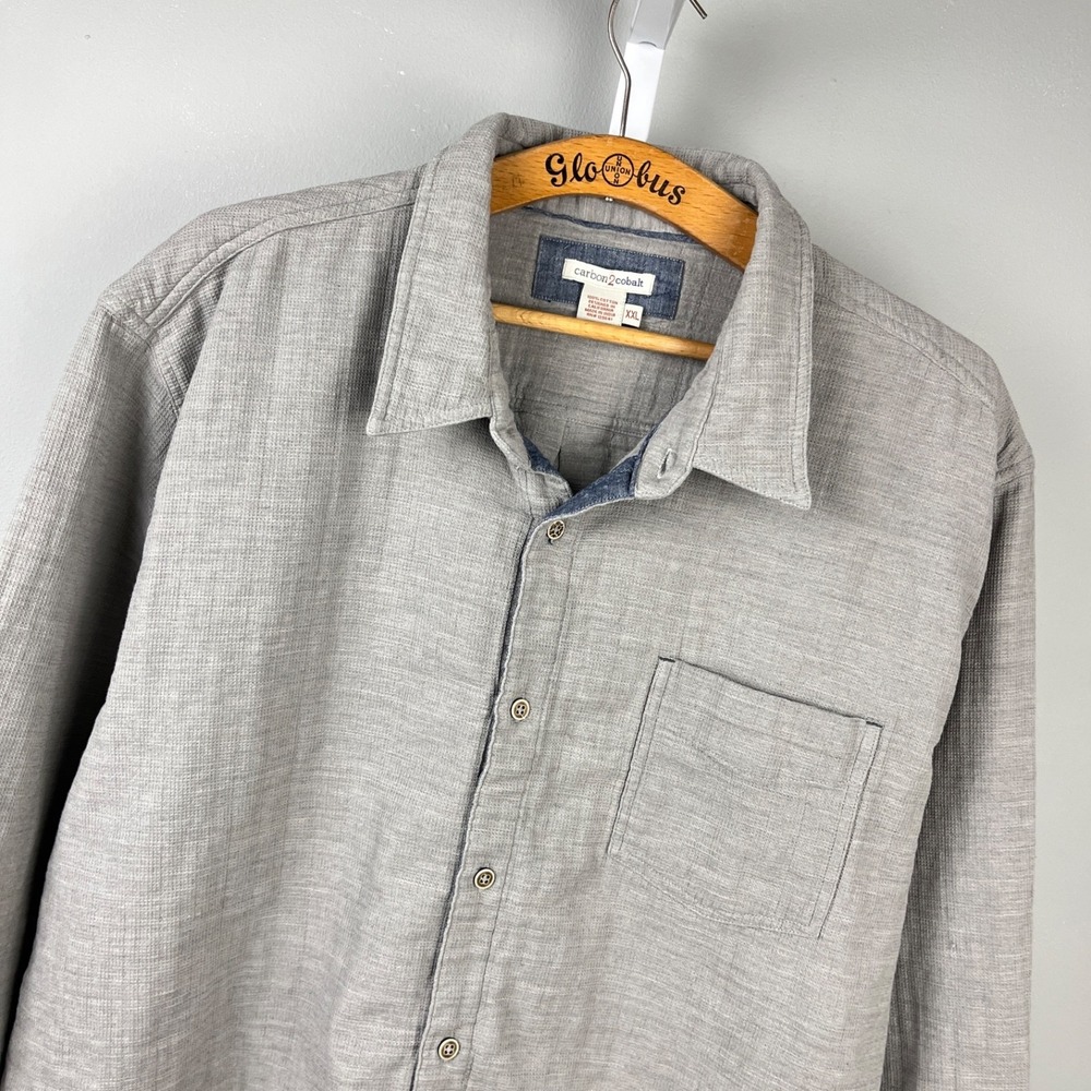 Carbon 2 Cobalt Shirt‎ Mens XXL Gray Woven Gauzy Long Sleeve Button Up